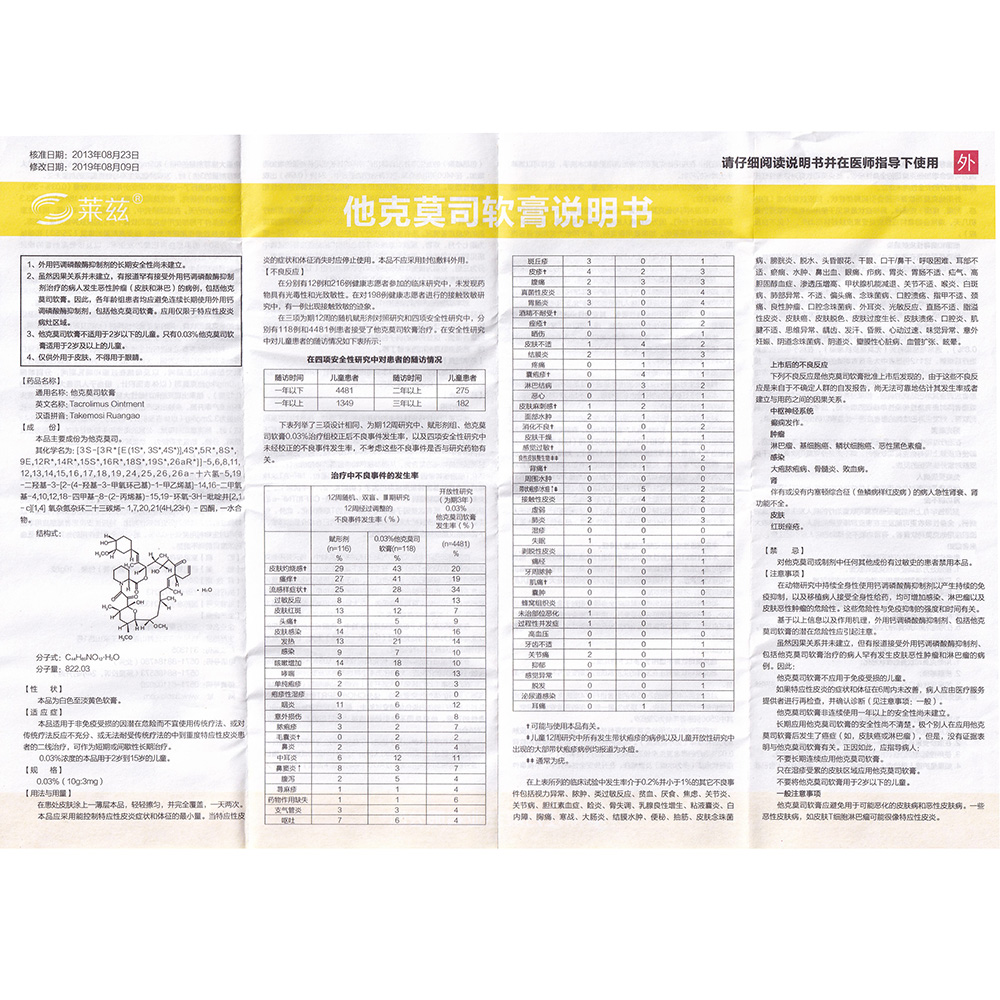 他克莫司软膏(莱兹)(他克莫司软膏) _说明书_作用