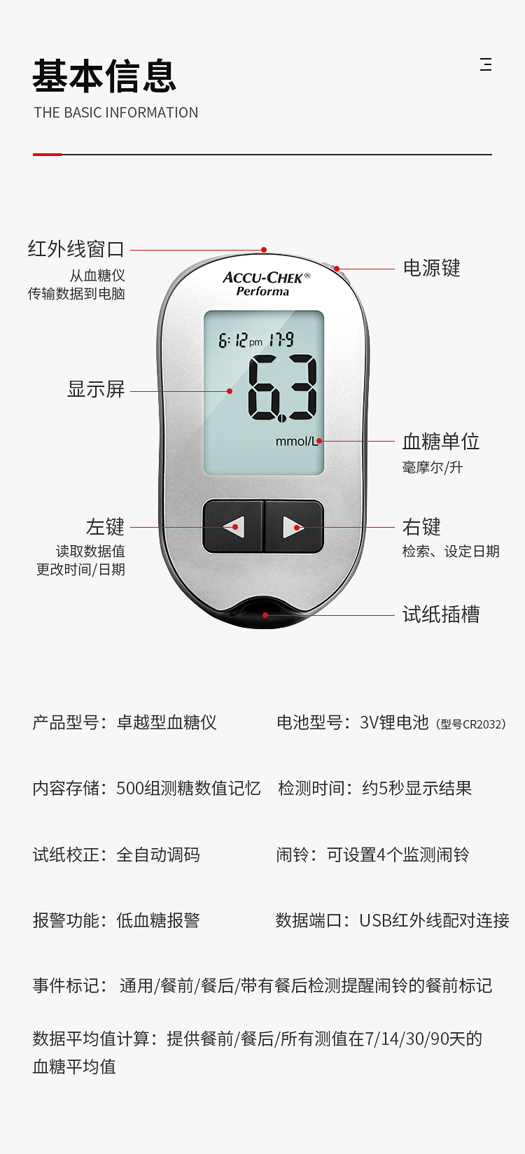 血糖仪(卓越金采型)包装单位盒规格型号1台生产企业罗氏诊断产品(上海