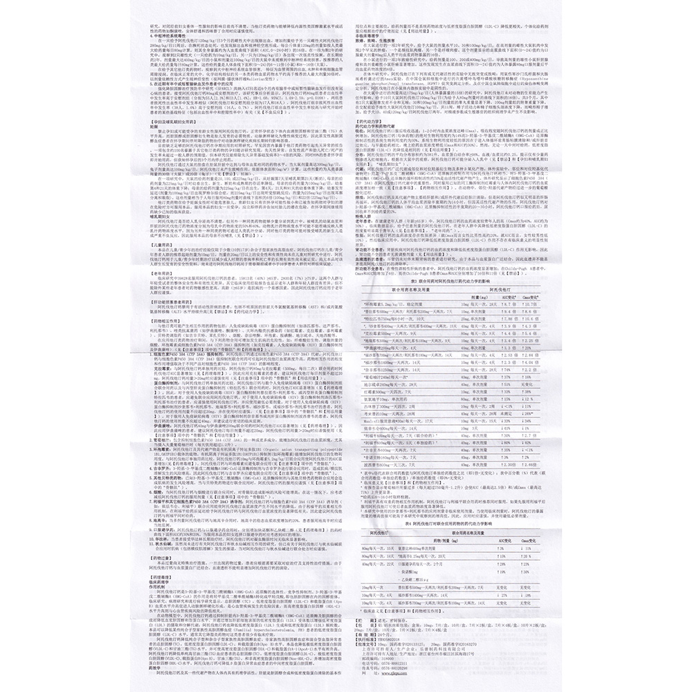 阿托伐他汀钙片(优力平)(阿托伐他汀钙片) _说明书_作用_效果_价格