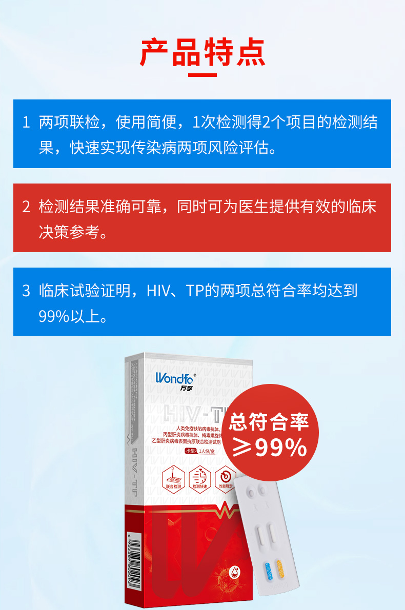 万孚hivtp联合检测试剂胶体金法
