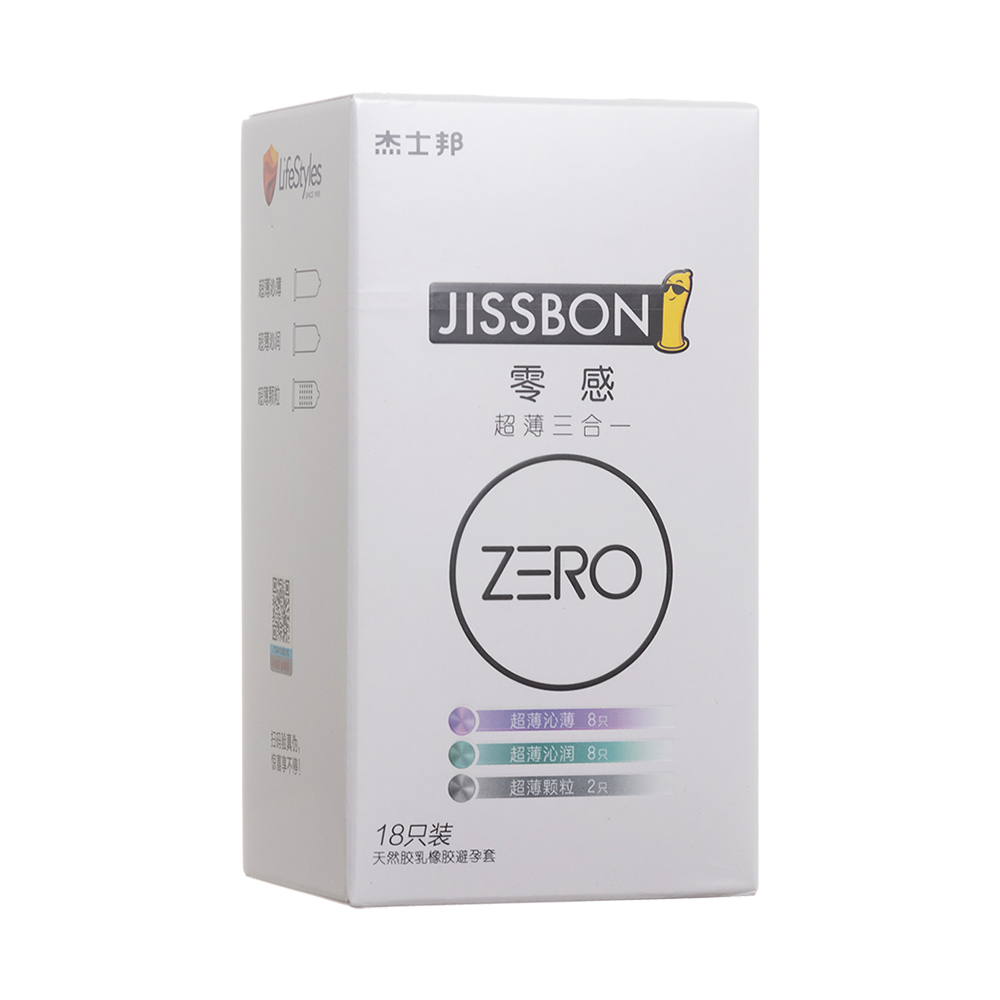 天然膠乳橡膠避孕套(ZERO零感超薄三合一)(杰士邦)