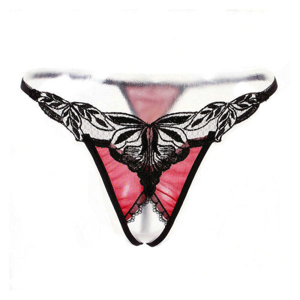 私尚 情趣内衣 透明薄纱蕾丝开档丁字裤(2012 黑红)