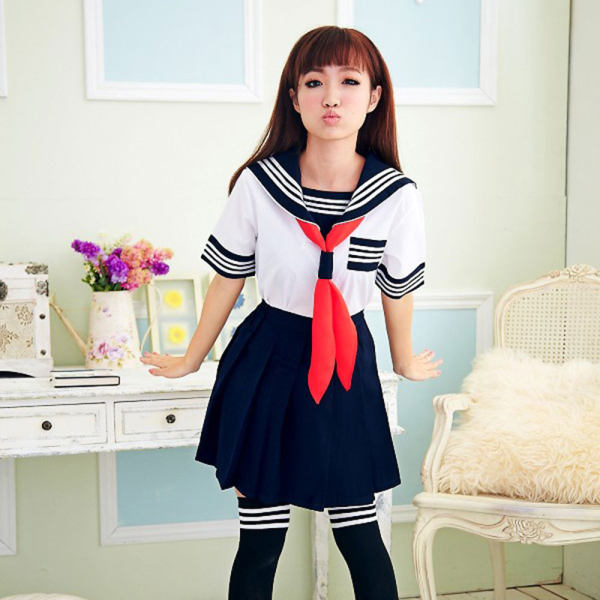 蝶然情趣内衣纯情日系少女学生校服8001白色短袖