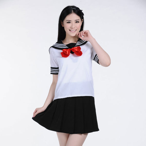 蝶然 情趣内衣 性感日韩学生装校服水手装(白色短袖5号)