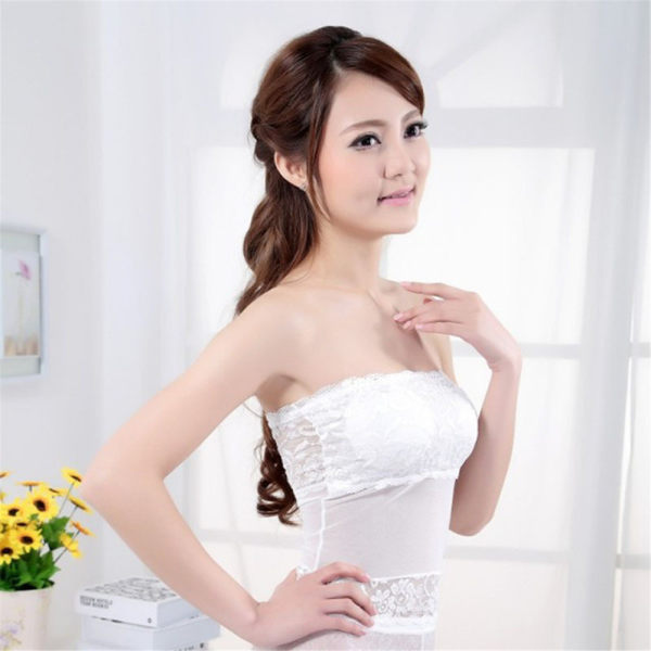 倩芮性感诱惑防走光透明蕾丝夫妻性爱抹胸白色长款抹胸