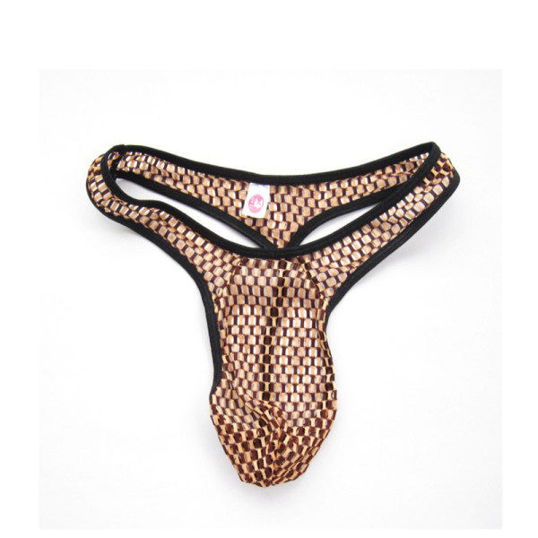 美兰琪 情趣内衣 男款透视网状丁字裤(棕色)