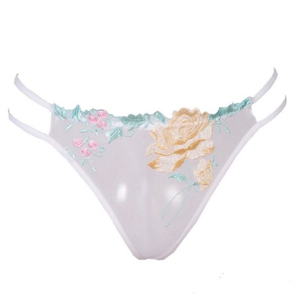 俞兆林情趣内裤性感牡丹刺绣透视丁字裤2093t白紫