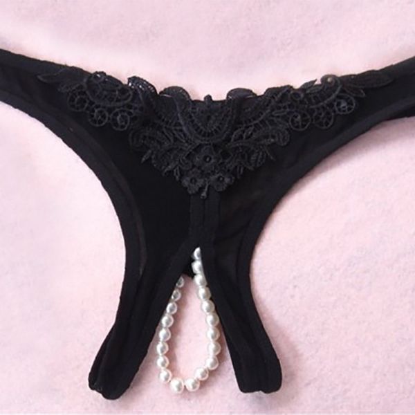 俞兆林性感半透明开档珍珠丁字裤dsb6黑珍珠