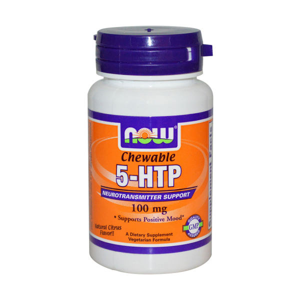 nowfoods5羟基色氨酸胶囊可咀嚼天然的柑橘味100毫克60粒