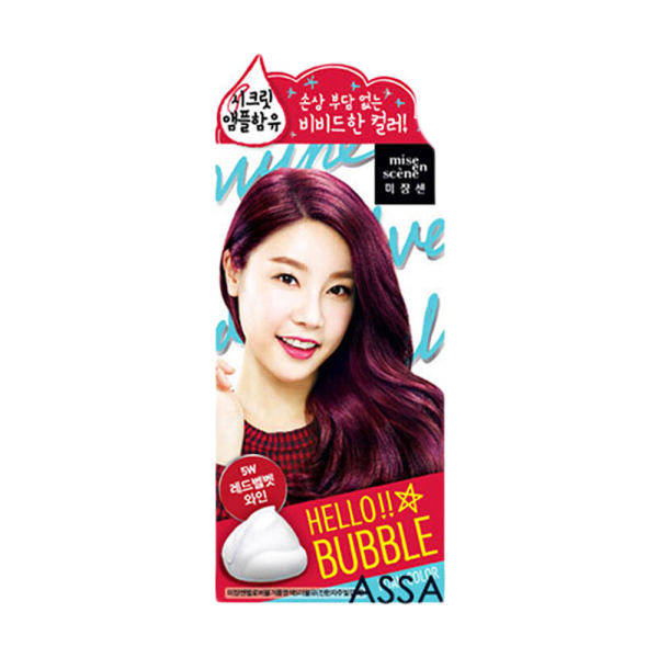 amore韩国泡泡染发快速染发膏彩色酒红色